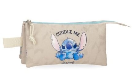 Portatodo Triple Compartimento Stitch Cuddle Me Happy 22x12x5cm.