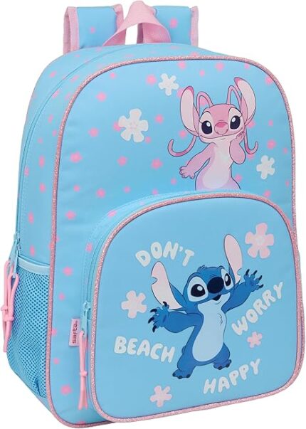 Mochila Infantil, Adaptable a Carro STITCH HAPPY 33x14x42 cm
