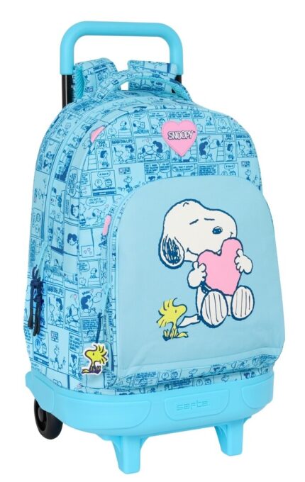 Mochila Con Ruedas Compact Extraible Snoopy "Love" 33x45x22cm.