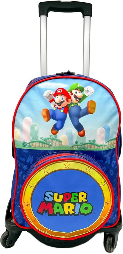 Mochila Super Mario Doble Compartimento + Carro Toybags 360º