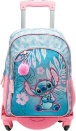 Mochila Stitch Pink  Doble Compartimento + Carro Toybags 360º