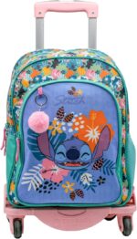 Mochila Stitch Tropical Doble Compartimento + Carro Toybags 360º