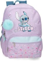 Mochila para portátil 13,3" Doble Compartimento Adaptable Disney Lovely Stitch Morado 32x44x17 cm