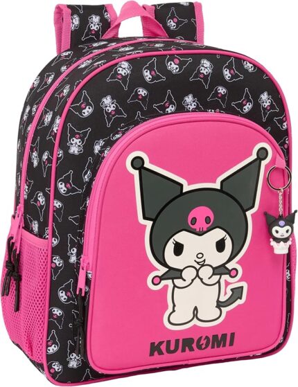 Mochila Escolar Infantil, Adaptable a Carro, Kuromi 32x12x38 cm