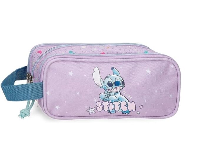 Estuche Triple Disney Lovely Stitch Morado 22x10x9 cm - Imagen 1
