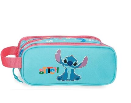 Estuche Triple Joumma Disney Aloha Stitch Azul 22x10x9 cm