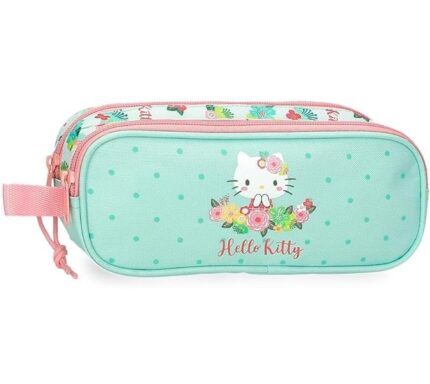 Hello Kitty Floral kitty Estuche Doble Verde 23x9x7cm.