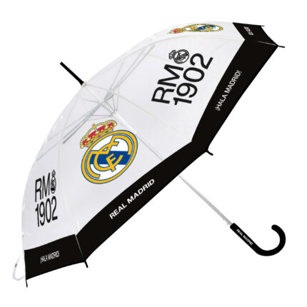 Paraguas De Eva Transparente De Real Madrid Cf, 8 Paneles, Diámetro 95Cm, Apertura Automática