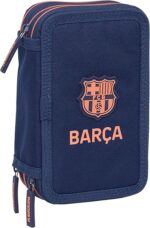 Plumier Triple Estuche Escolar con 37 Útiles Incluidos F.C.Barcelona 2ª EQUIPACIÓN  12.5x5.5x19.5 cm