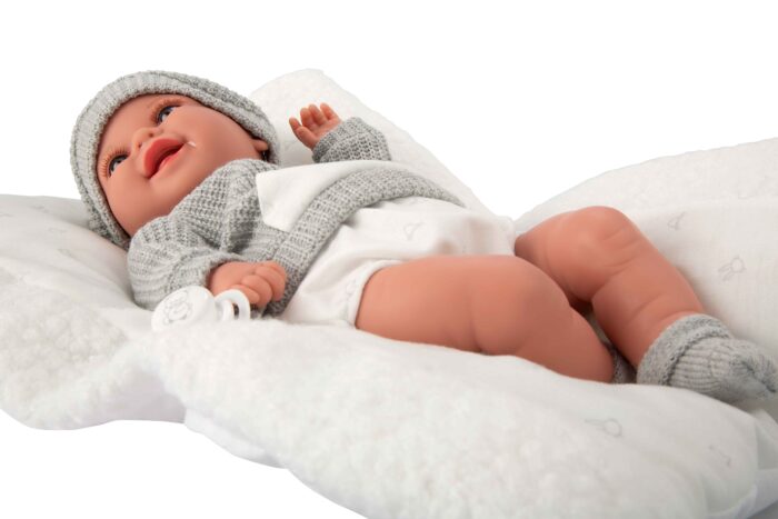 Muñeca Elegance 35cm Babyto Gris C/Cojin (Muñeco de Peso ) - Imagen 3