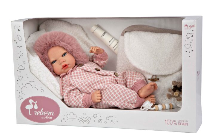 Muñeca Reborn Arias 40cm Manuela Rosa C/Bolso y Cojin - Imagen 1