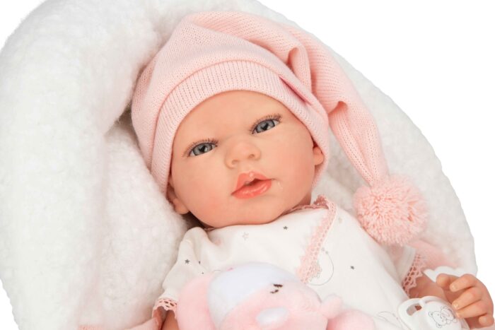 Muñeca Reborn Arias 40cm Ariel Rosa C/Manta C/Peluche - Imagen 3
