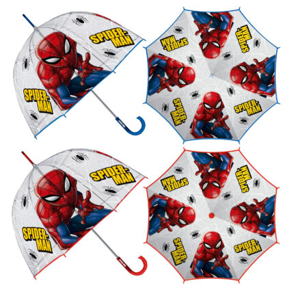 Paraguas De Eva Transparente De Spiderman, 8 Paneles, Diámetro 67Cm, Forma De Burbuja, Apertura Manual