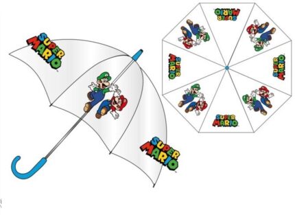 PARAGUAS AUTO NIÑO TRANSPARENT MARIO BROSS 48,5 CM