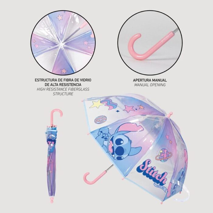 Paraguas Manual Poe Burbuja Stitch Disney 45cm. - Imagen 2