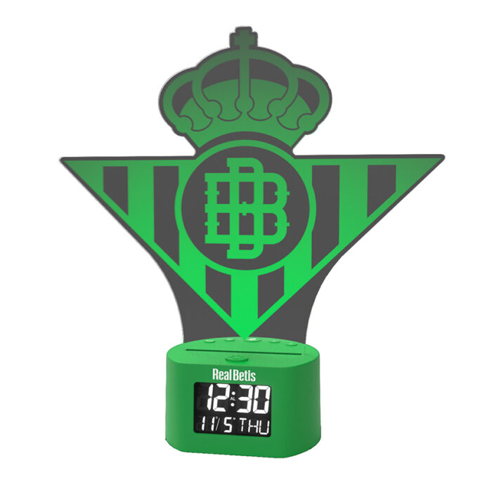 Despertador digital con escudo iluminado del Real Betis Balompie - Imagen 1