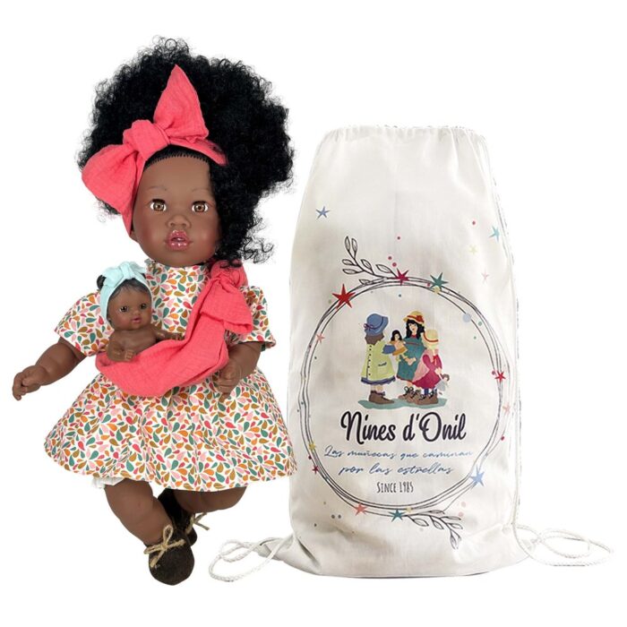 Muñeca Alika Curly Hair 45cm. con Bebe Nines d'Onil - Imagen 2