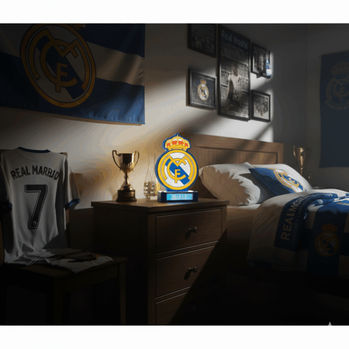 Lampara Despertador 3D Real Madrid Con el himno 15x15x25cm - Imagen 2