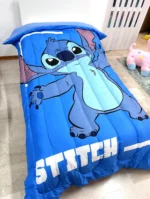 Disney Stitch Azul Edredón Acolchado 170x260cm Cama Individual de Invierno