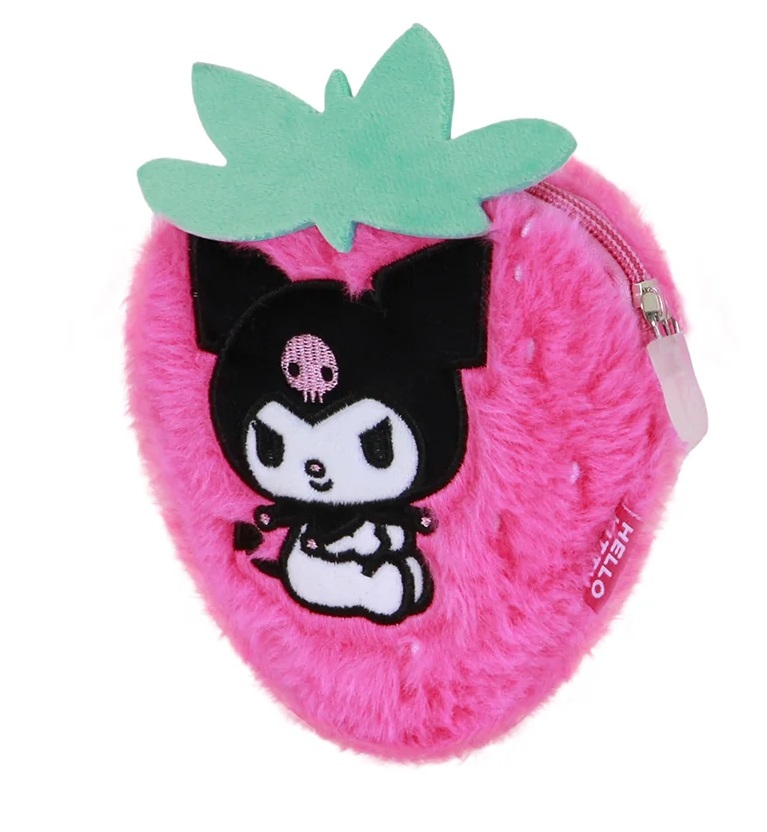 09155 Monedero Pequeño Con Textura Suave De Peluche Kuromi 4x13x13cm. - Imagen 1