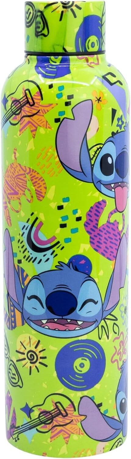 BOTELLA TERMO ACERO INOXIDABLE ANTIVUELCO 515 ML STITCH GREEN PARTY
