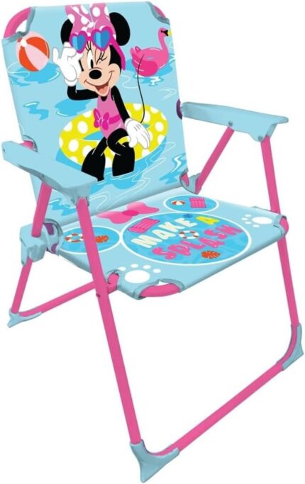 Silla Infantil Plegable con Brazos Minnie Disney Licencia Oficial – Compacta y Ligera – Fácil de Limpiar – Ideal para Interior y Exterior