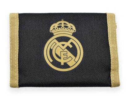 Monedero Cartera con Cremallera Real Madrid Negra y Dorada