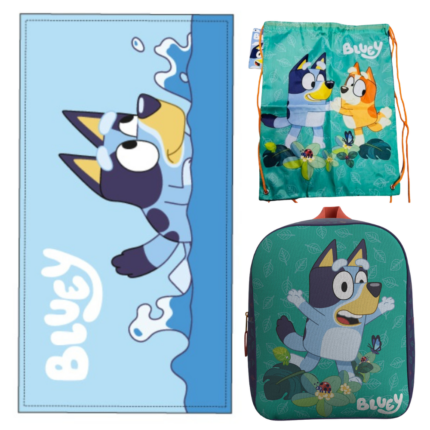 Lote Bluey, Toalla, Mochila y Saco Mochila