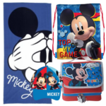 Lote Mickey, Toalla, Merendero, Gorra y Saco Mochila