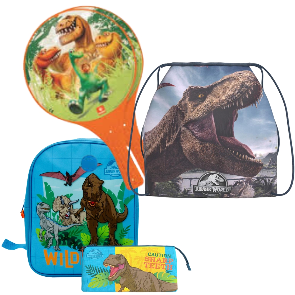 lotedino Lote Jurassic Park, Mochila, Palas de Playa, Portatodo y Saco Mochila - Imagen 1