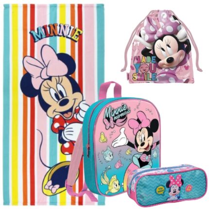 Lote Minnie Disney, Mochila, Saquito, Portatodo y Toalla