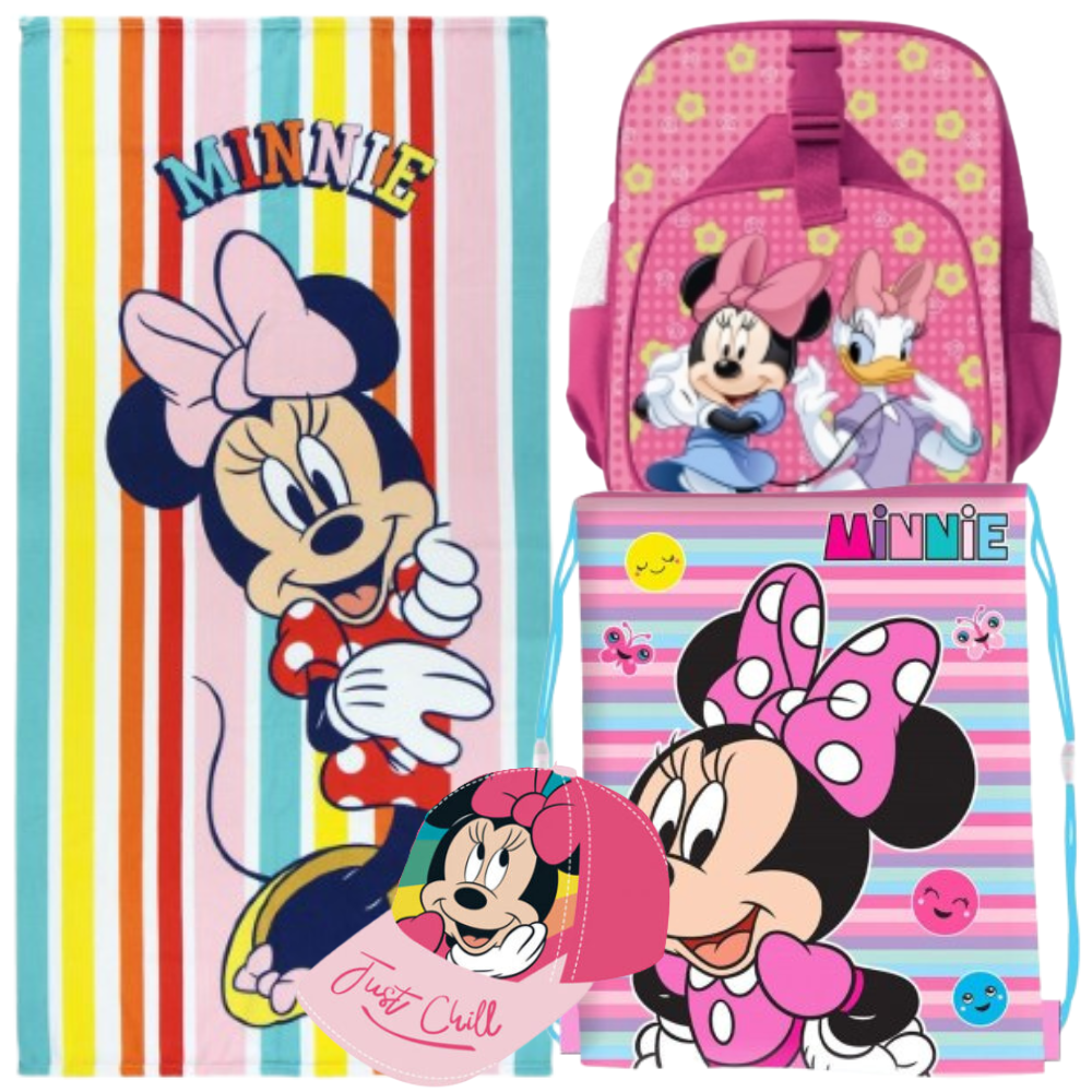 lotemnnuevo Lote Minnie Disney, Toalla, Gorra, Bolsa Termica y Saco Mochila - Imagen 1