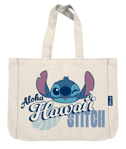 Bolsa Tipo Shopping De Algodón Con Asas De 46X40.5X10Cm De Lilo & Stitch