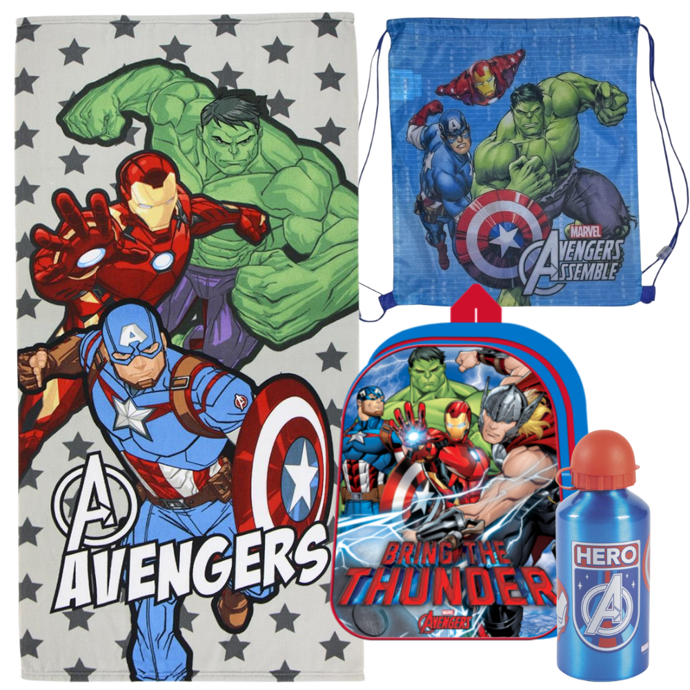 lote av Lote Avengers Marvel, Toalla, Botella, Mochila y Saco Mochila - Imagen 1
