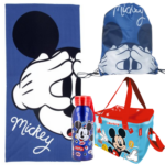 Lote Mickey Disney, Toalla, Botella, Saco y Bolsa Termica