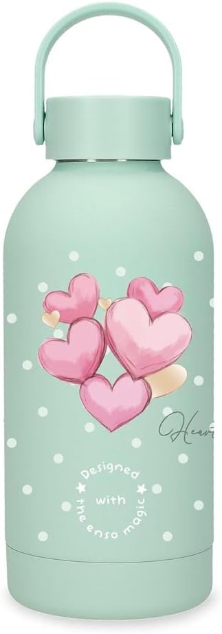 Botella de Acero Inoxidable Verde Enso Hearts 350ml. 6,5x18,5x6,5 cms