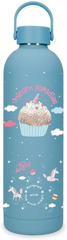 Botella de Acero Inoxidable Azul Enso Unicorn Paradise 750ml 7x26,5x7 cms