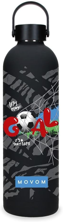 Botella Termica de Acero Inoxidable Negro Movom Offside 7x26,5x7 cms