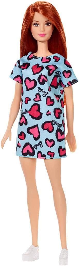 Barbie Muñeca Peliroja con Vestido Azul con Estampado de Corazones