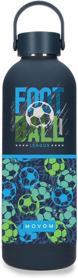 Botella Termica de Acero Inoxidable Azul Movom Enjoy GOL 500ml 7x23cms