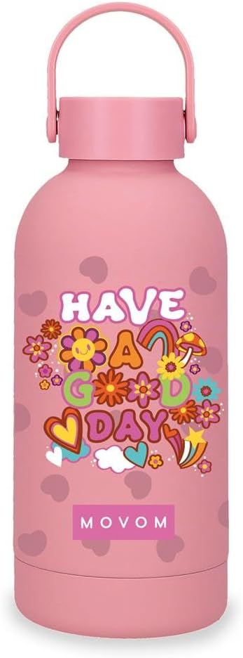 Botella Termica de Acero Inoxidable Rosa Movom Good Day 6,5x18,5x6,5 cms