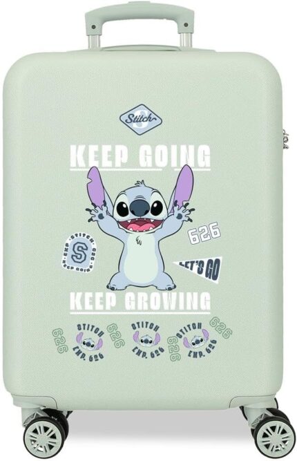 Maleta de Cabina Verde 38x55x20 cms  Stitch Disney Keep Going Rígido 2 kgs Cierre de combinación Lateral ABS 2 kgs 35L Equipaje de Mano