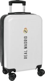 Maleta Trolley de Cabina Real Madrid 20 Pulgadas, Maleta Con Ruedas, Maleta Ligera, 34.5x20x55