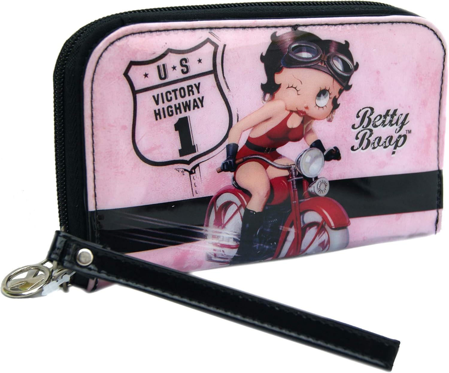81fiathKpML._AC_SL1500_ Betty Boop monedero para mujer, 2 compartimentos interiores grandes para monedas/notas/tarjetas, licencia oficial de 13 cm - Imagen 1