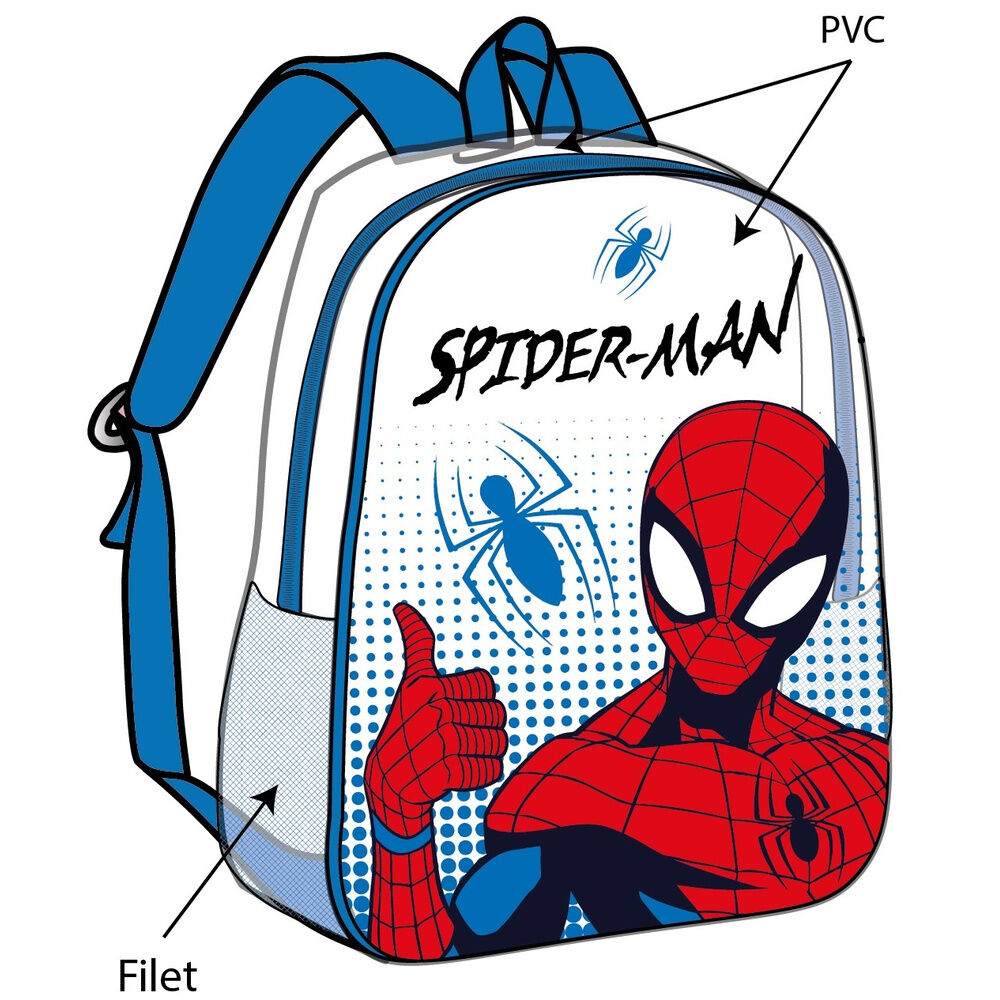 8435746913888.jpg Mochila Spiderman Marvel 31cm Transparente. Tamaño: 31x25x23cm. PVC. - Imagen 1