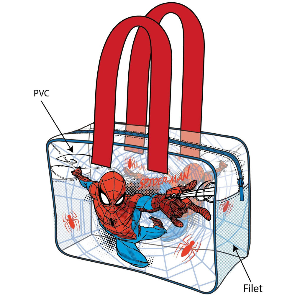 8435746913895.jpg Bolsa playa Spiderman Marvel Transparente. Tamaño: 50x40cm. PVC. - Imagen 1