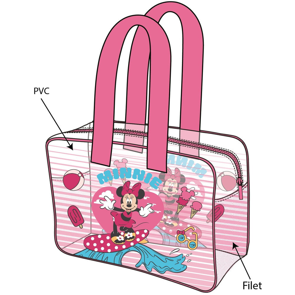 8435746913970.jpg Bolsa playa Minnie Disney Transparente. Tamaño: 50x40cm. PVC. - Imagen 1