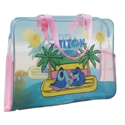 Bolsa playa Stitch Disney Transparente. Tamaño: 50x40cm. PVC.