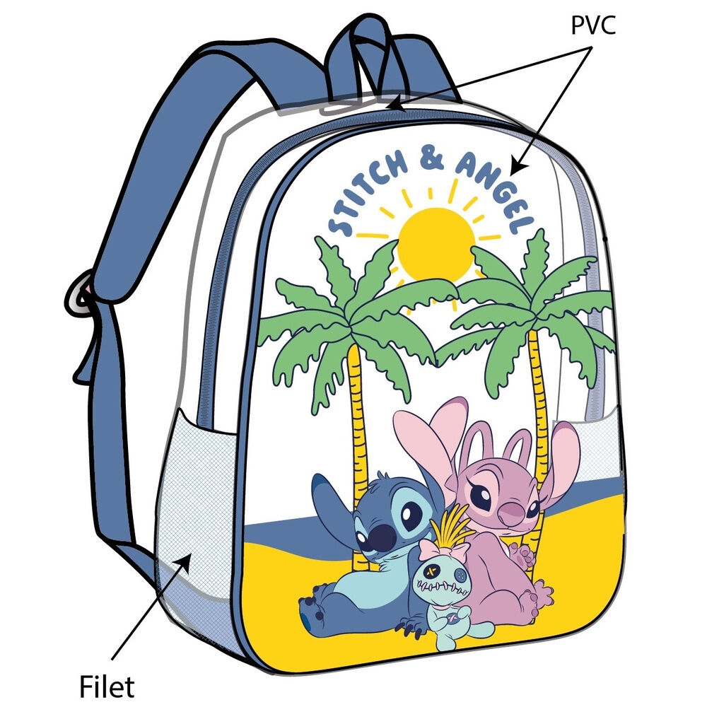 8435746914007.jpg Mochila Angel & Stitch Disney 31cm Transparente. Tamaño: 31x25x23cm. PVC. - Imagen 1