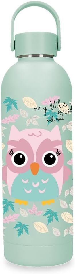 Botella de Acero Inoxidable Verde Roll Road Happy Pets 500ml 7,4x23,5x7,4 cms